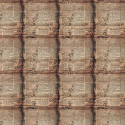 aged newspaper, vintage newsprint, sepia tones, brown hues, tan coloring, beige background, antique paper, weathered text, old advertisements, retro print, newspaper columns, quilting cotton, fabric panel, nostalgic design, historical theme, aged patina, vintage style, repetitive pattern, muted colors, distressed appearance
