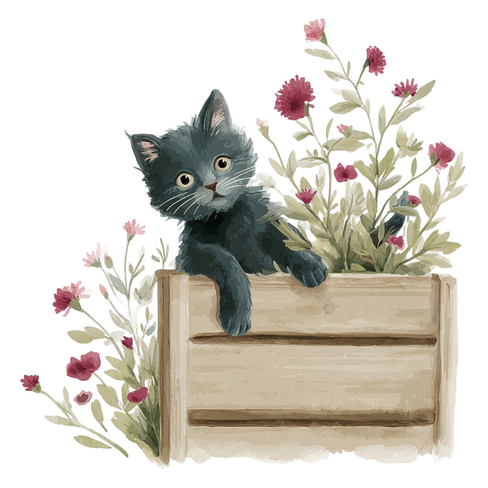 Watercolor Kitten Fabric Panel 27