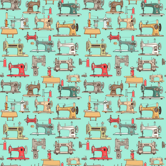 Daily Deal: Vintage Sewing Machines Pattern 1 Quilting Cotton Fabric - 45" x 0.5 Yards"