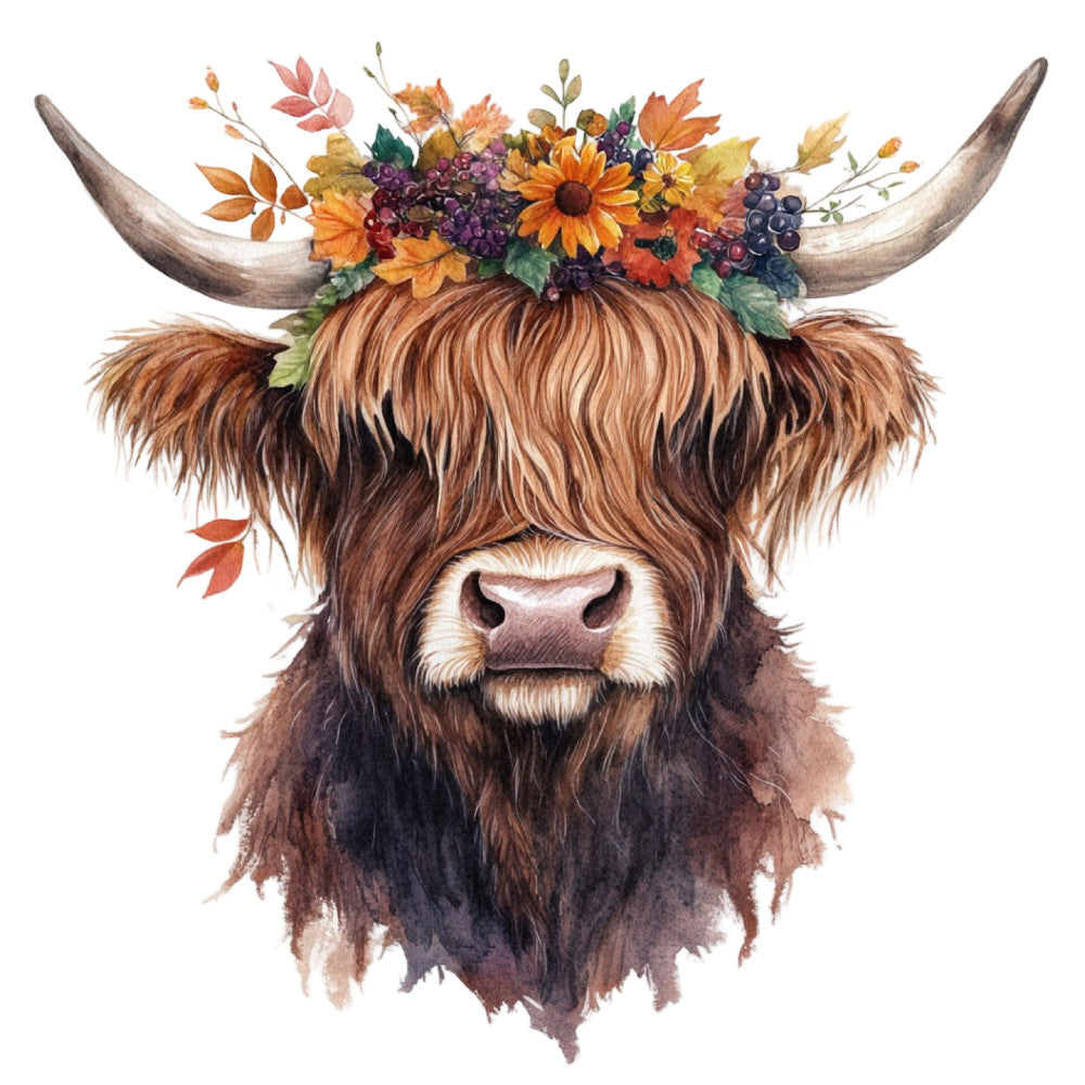 Autumn Highland Cow Fabric Panel 10