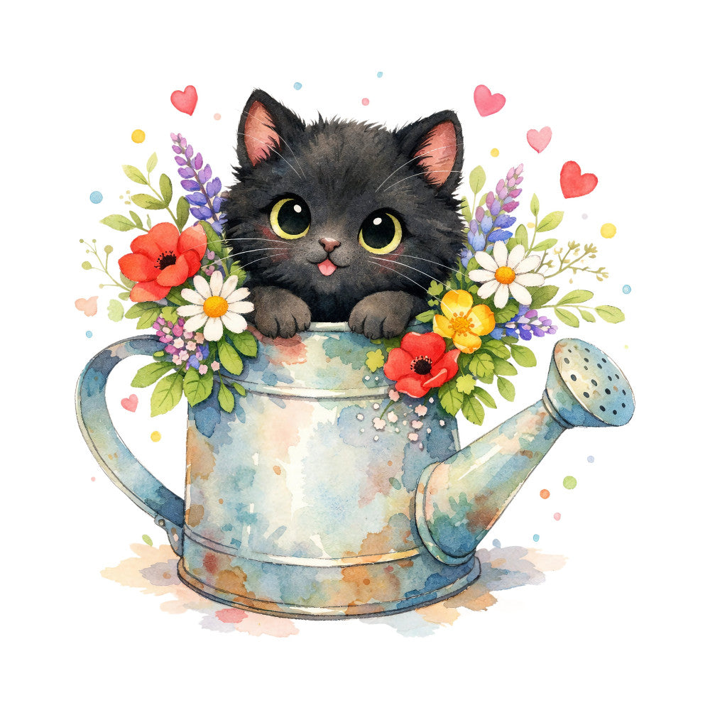 Black Spring Kitten Fabric Panel 2