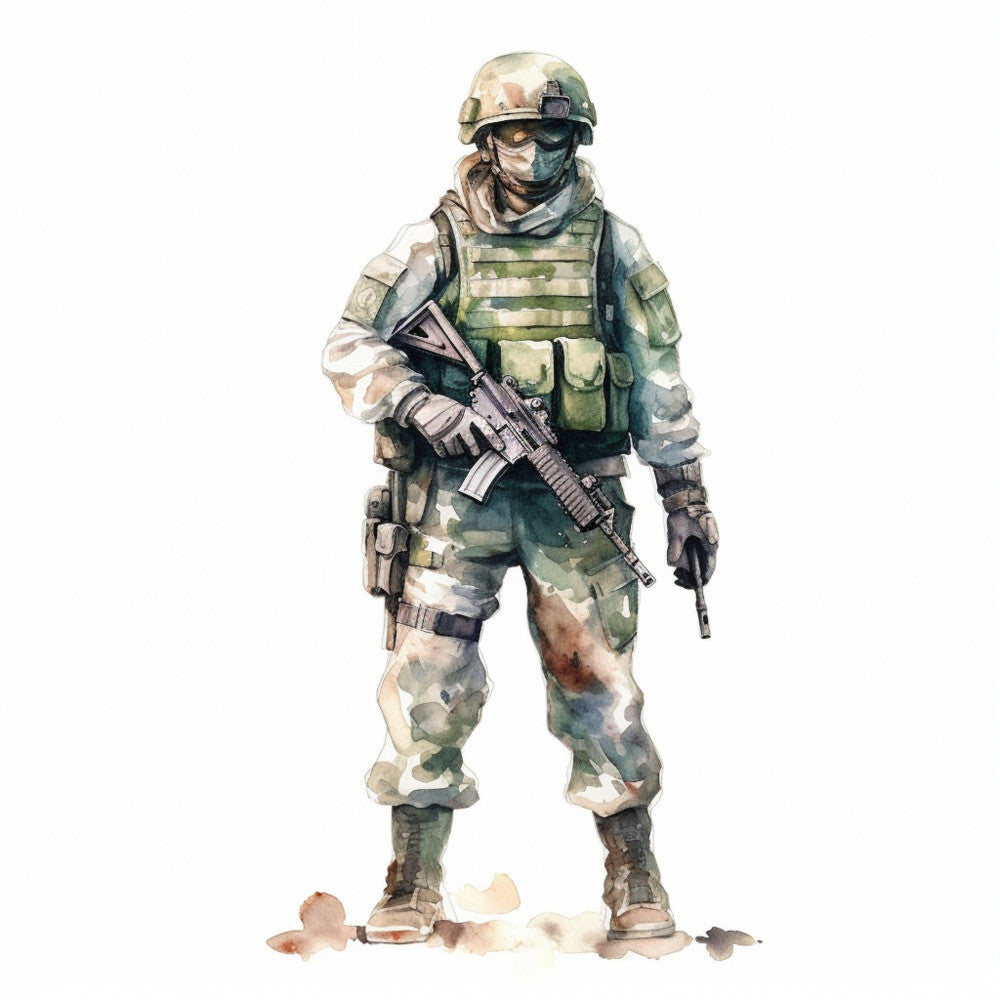 Watercolor Military Fabric Panel 3