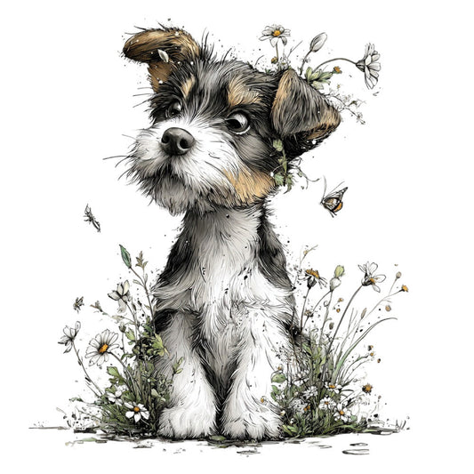 Whimsical Spring Dogs Fabric Panel 37
