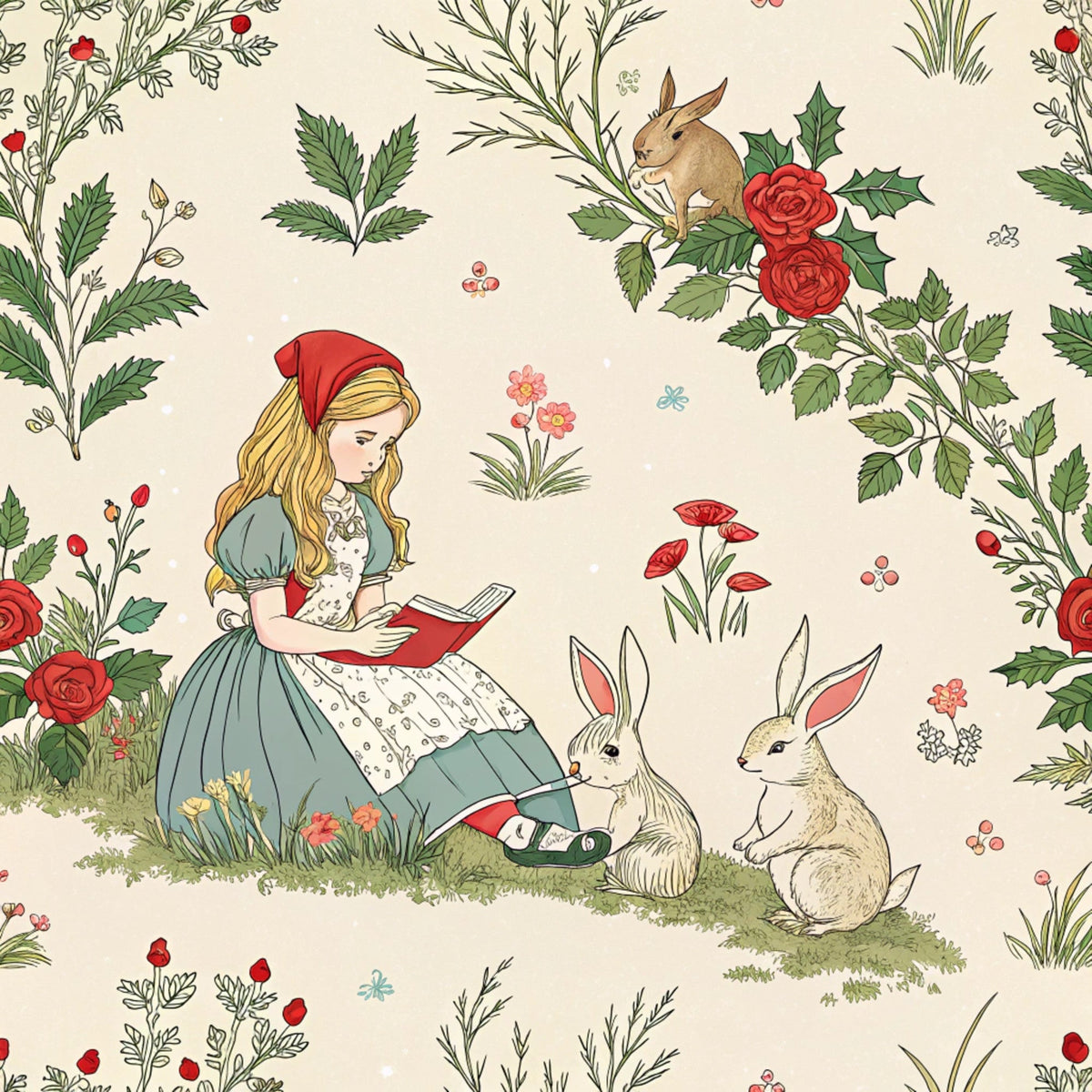 Daily Deal: Christmas in Wonderland Pattern 40 Quilting Cotton Fabric - 45" x 2 Yards"