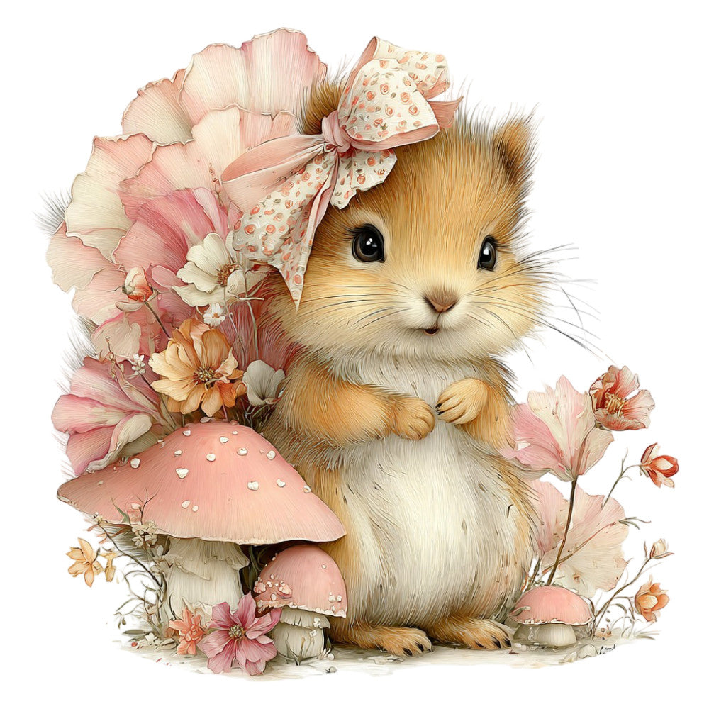 Whimsical Summer Squirrel Fabric Panel 30