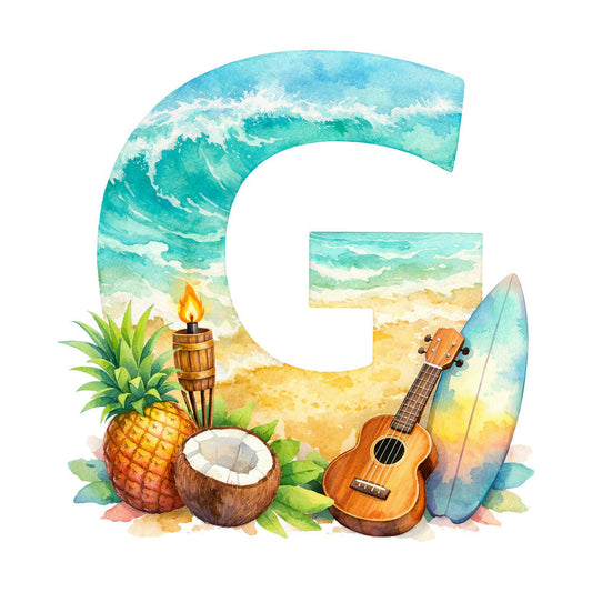 Summer Beach Alphabet Fabric Panel 7
