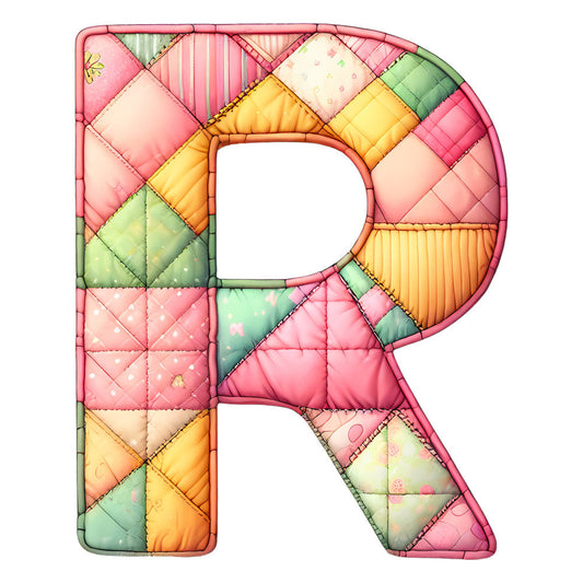 Pink Patchwork Alphabet Fabric Panel 29