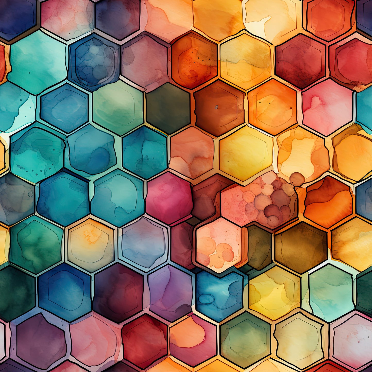 Watercolor Honeycomb Pattern 11 Quilting Cotton Fabric