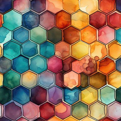 Watercolor Honeycomb Pattern 11 Quilting Cotton Fabric