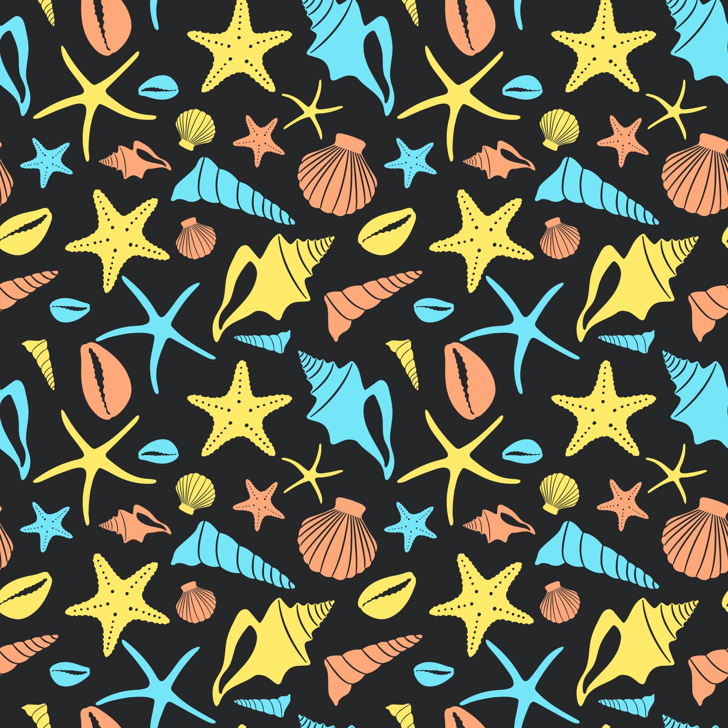 Boho Sea Shells Pattern 2 Quilting Cotton Fabric