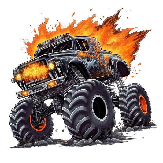 Monster Truck Crushes Fabric Panel 10