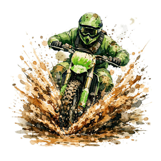 Watercolor Dirt Bike Fabric Panel 12