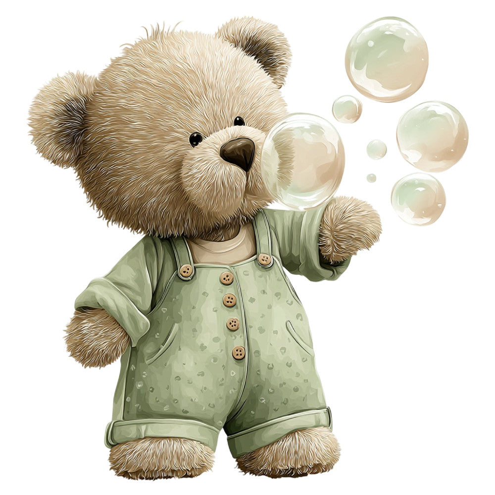 Watercolor Teddy Bear Fabric Panel 9