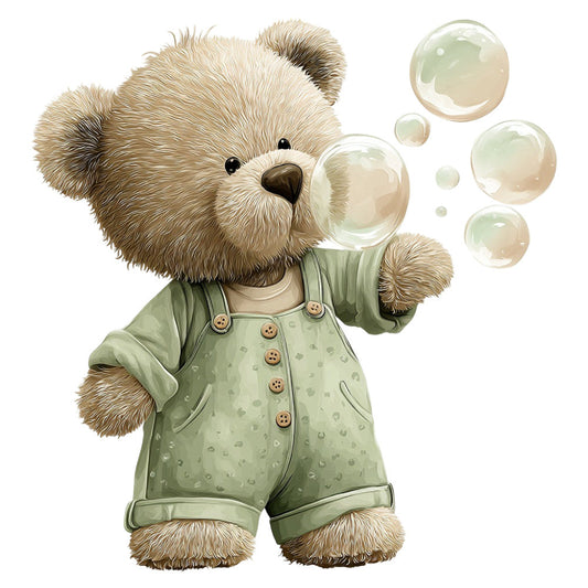 Watercolor Teddy Bear Fabric Panel 9