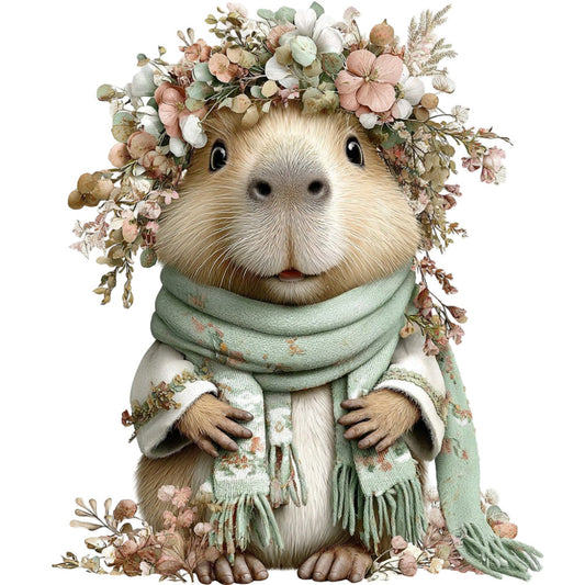 Whimsical Fall Autumn Capybara Fabric Panel 5