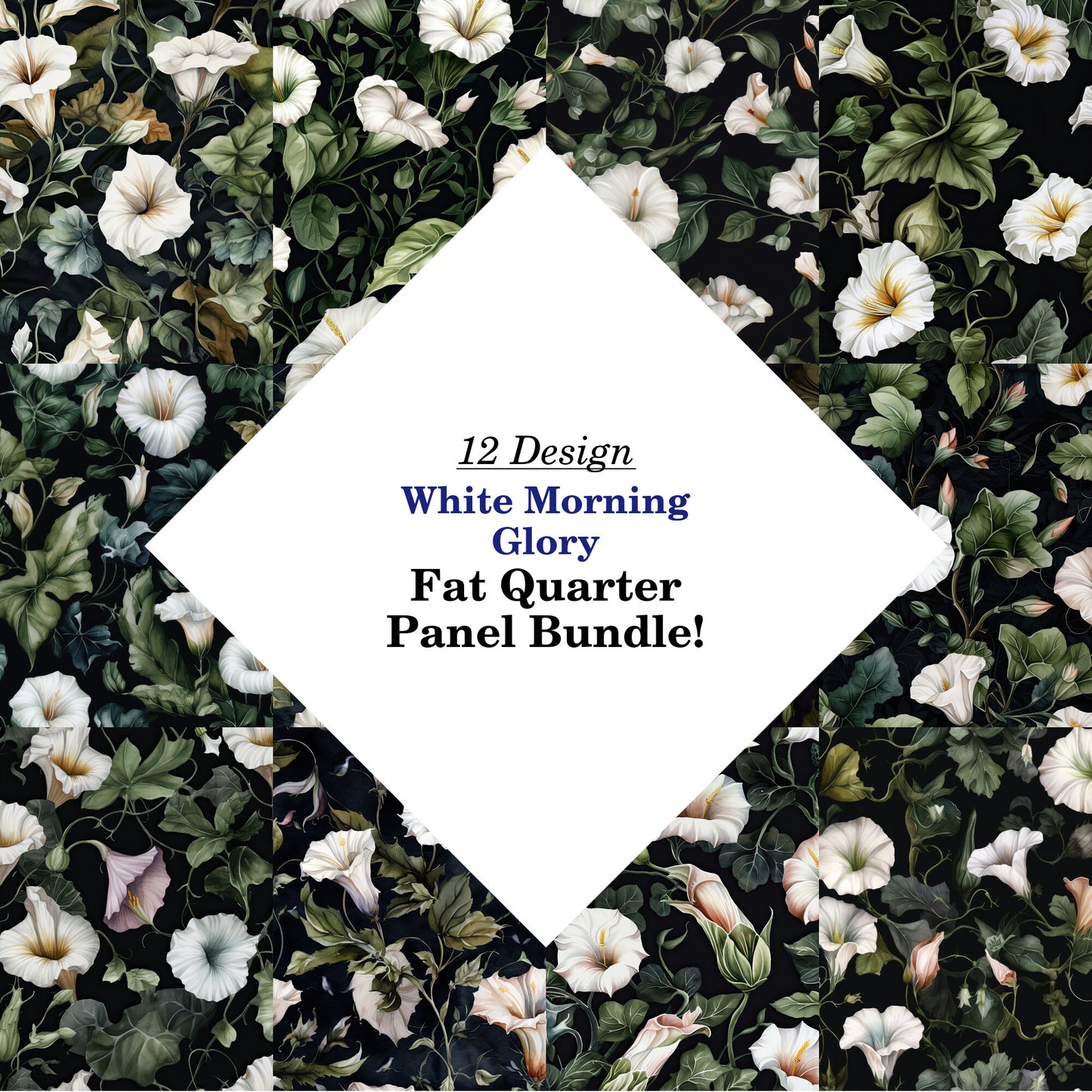 White Morning Glory Fat Quarter Bundle