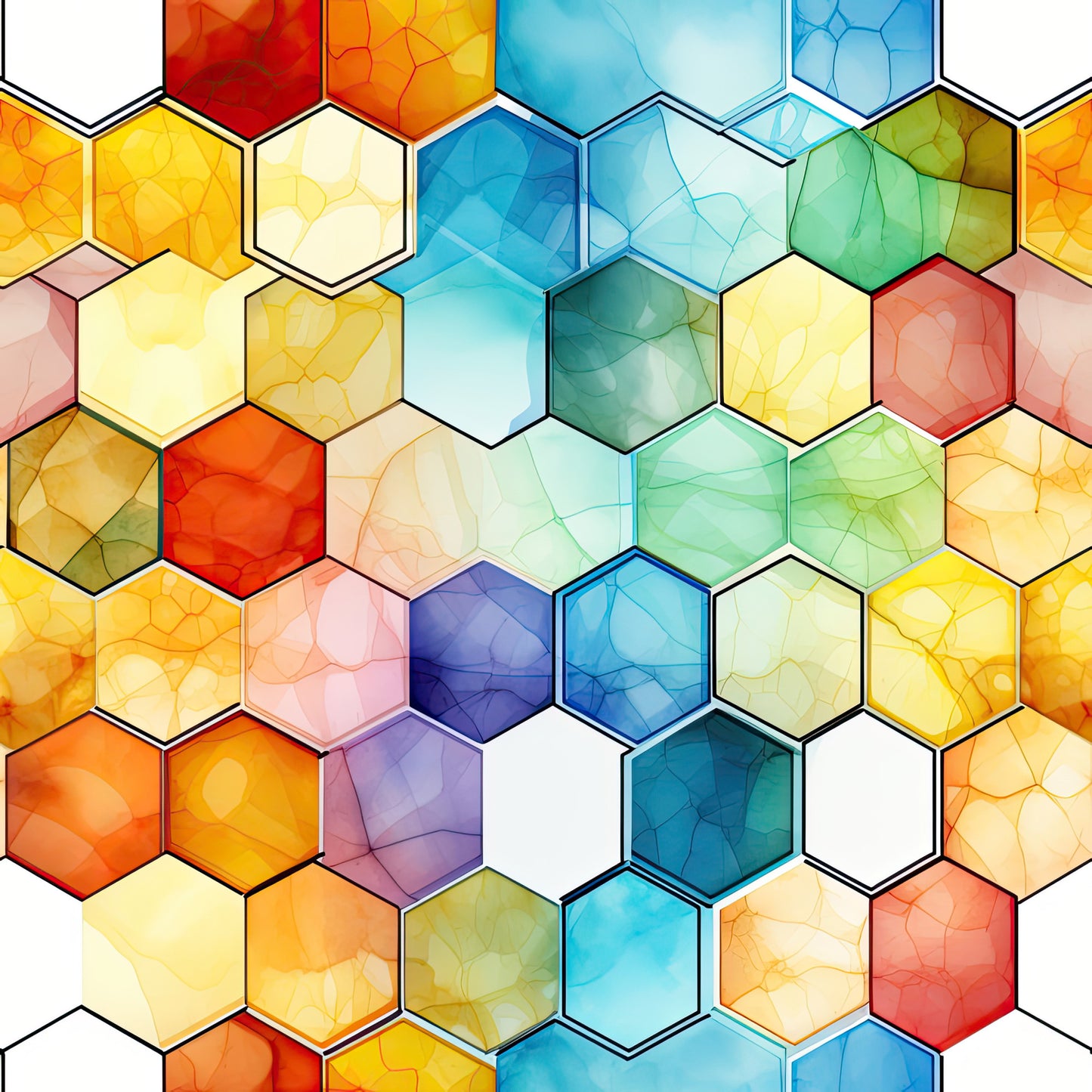 Watercolor Honeycomb Pattern 3 Quilting Cotton Fabric