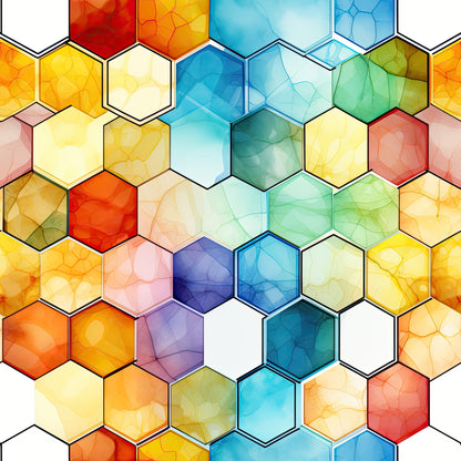 Watercolor Honeycomb Pattern 3 Quilting Cotton Fabric