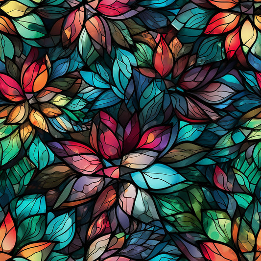 Stained Glass Christmas Pattern 4 Quilting Cotton Fabric