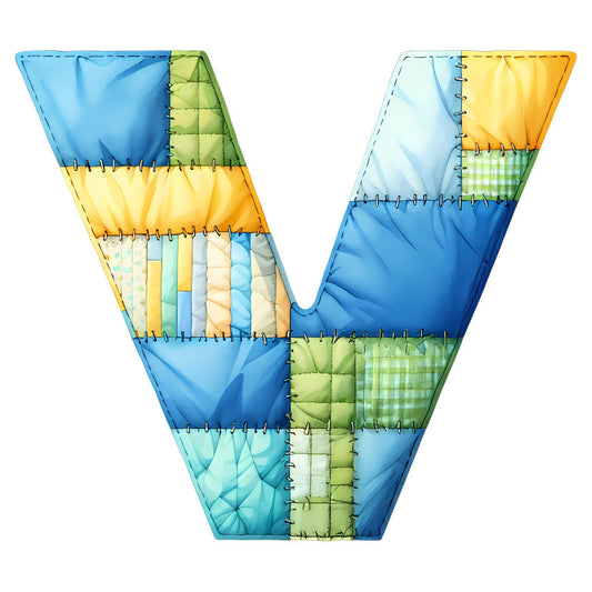 Blue Patchwork Alphabet Fabric Panel 30