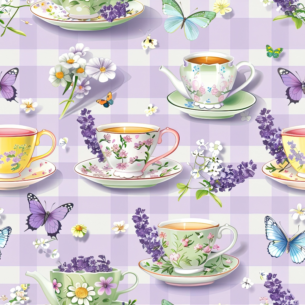 Daily Deal: Tea Party Gingham Pattern 10 Quilting Cotton Fabric - 45" x 1 Yard"