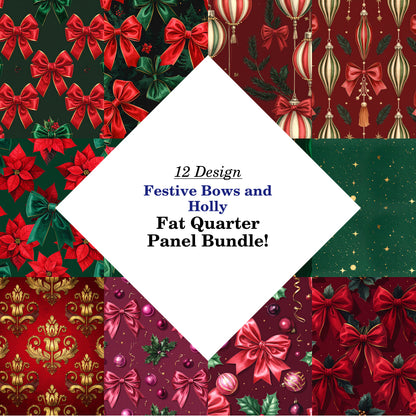 Festive Bows and Holly Fat Quarter Bundle