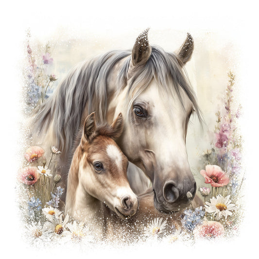Horse in Field of Flowers Fabric Panel 17