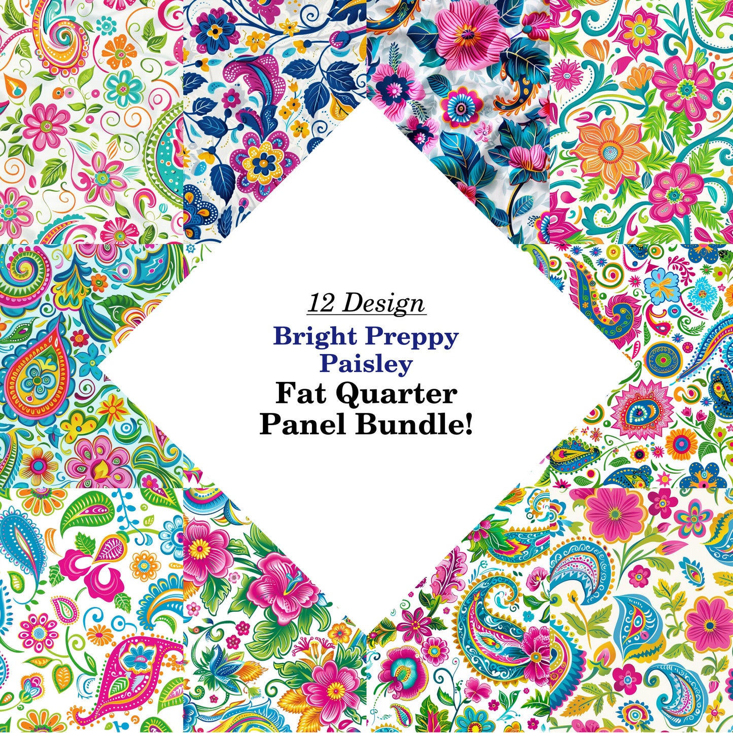 Bright Preppy Paisley Fat Quarter Bundle