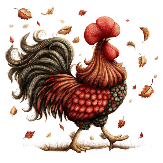 Whimsical Autumn Rooster Fabric Panel 7