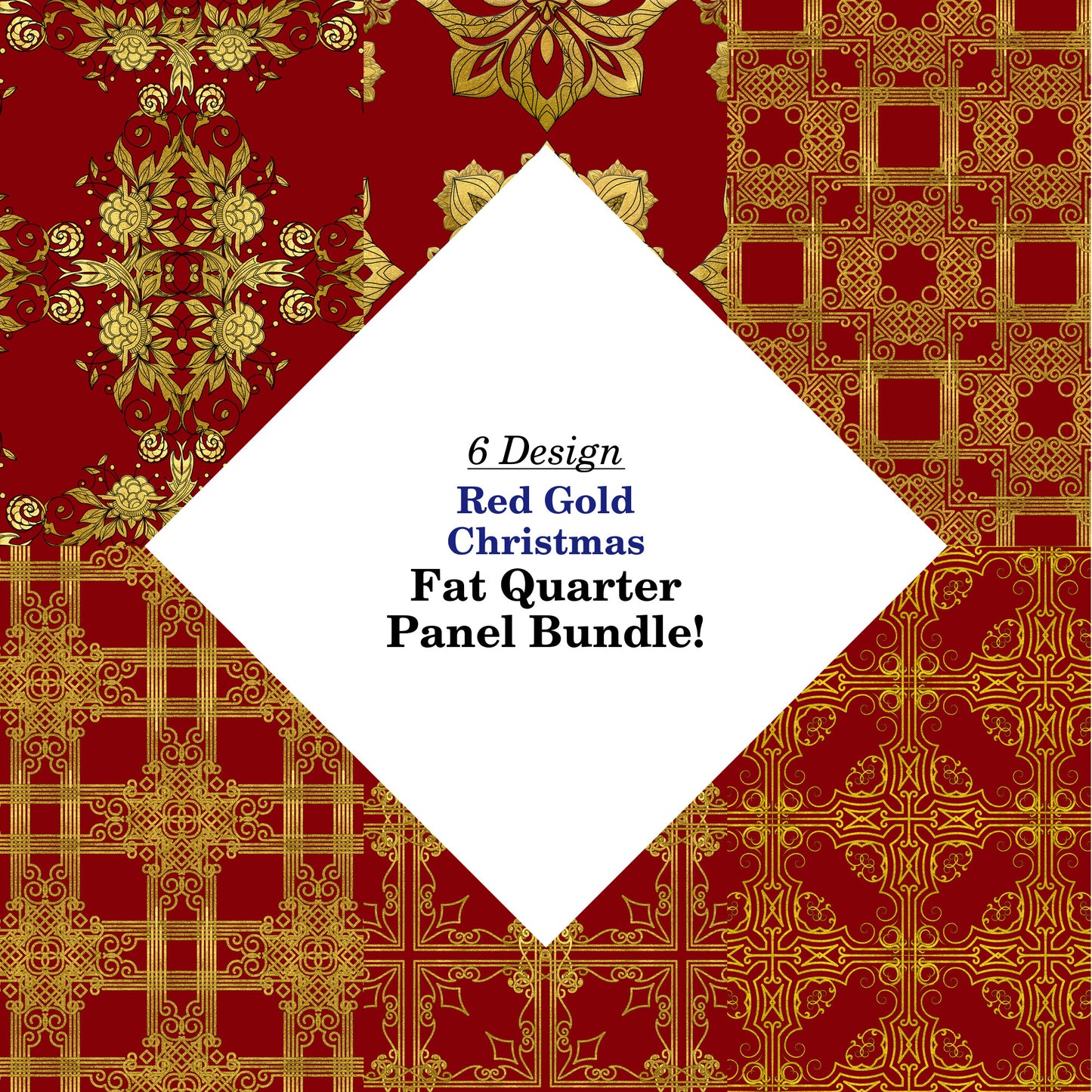 Red Gold Christmas Fat Quarter Bundle