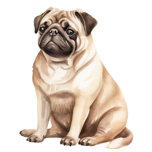 Watercolor Pug Fabric Panel 9