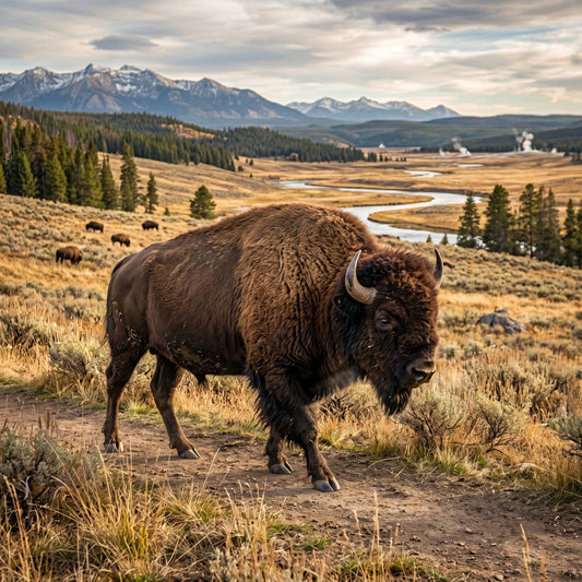 Bison in Yellowstone Fabric Panel 1