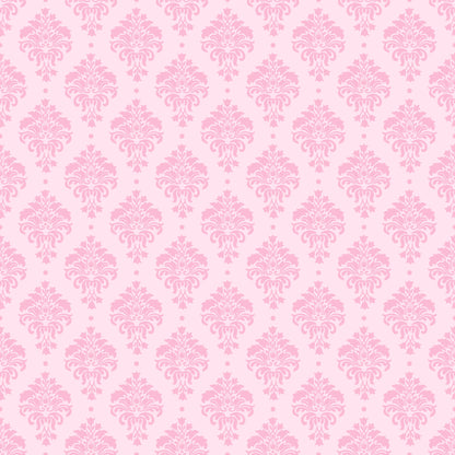 pink, pale pink, blush, damask pattern, ornate scrollwork, baroque design, floral motifs, repeating pattern, elegant, vintage style, decorative flourishes, quilting cotton, fabric panel, tea party theme, feminine, delicate, intricate details, wallpaper style, romantic, soft pastels