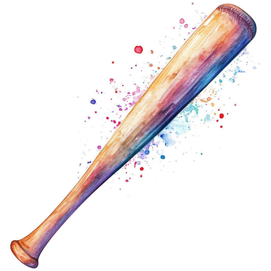 Watercolor Baseball Fabric Panel 20