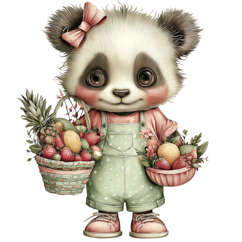 Summer Fruit Basket Animals Fabric Panel 10