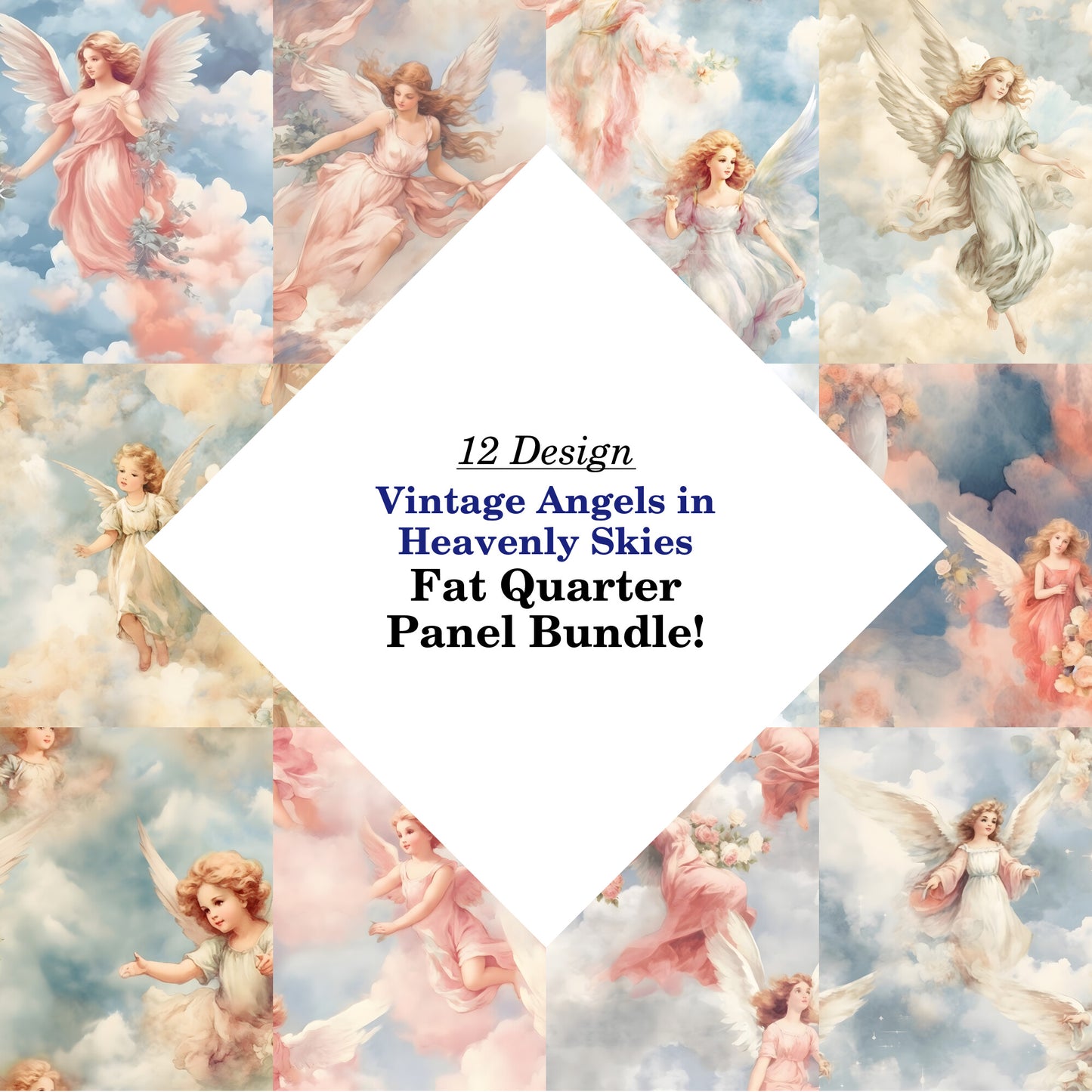 Vintage Angels in Heavenly Skies Fat Quarter Bundle