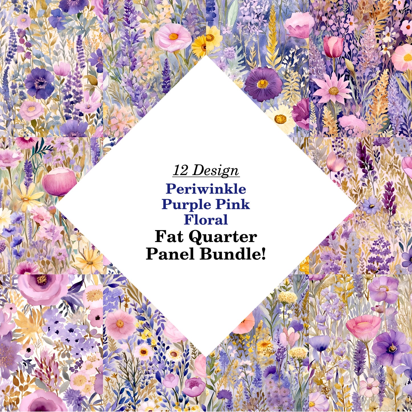 Periwinkle Purple Pink Floral Fat Quarter Bundle