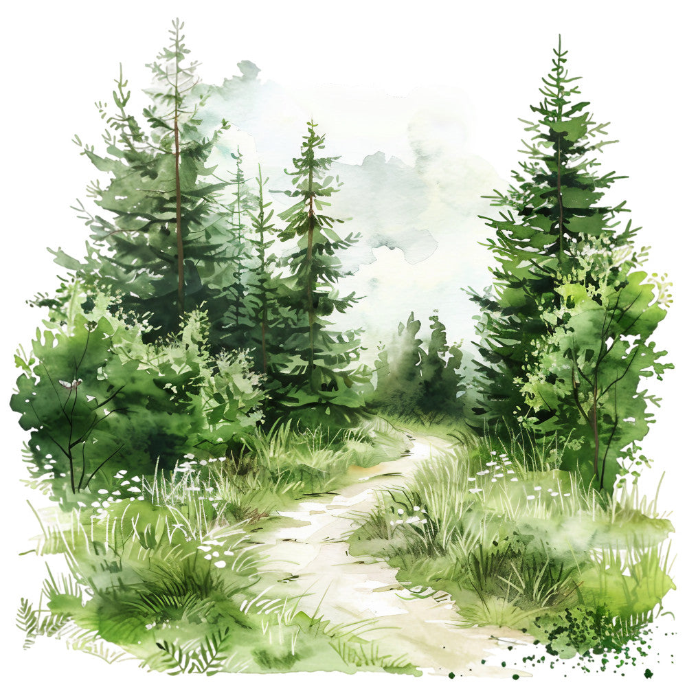 Watercolor Summer Landscapes Fabric Panel 6