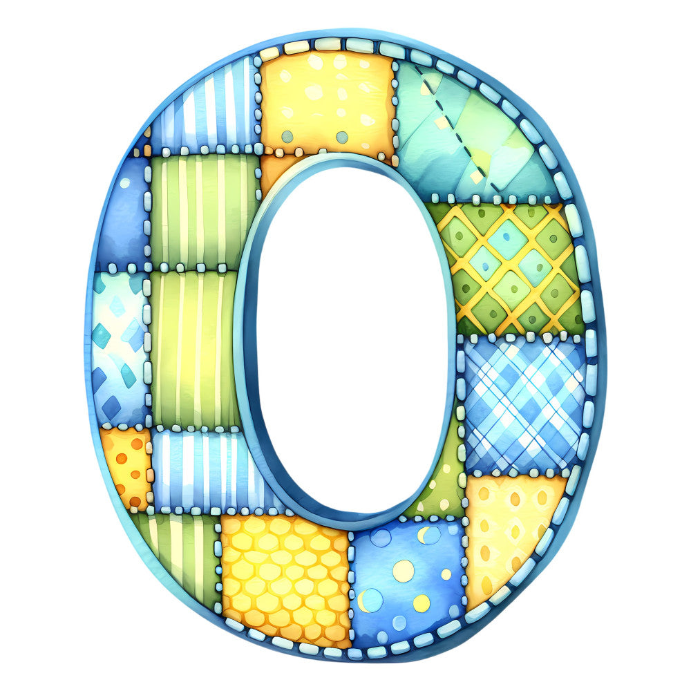 Blue Patchwork Alphabet Fabric Panel 42