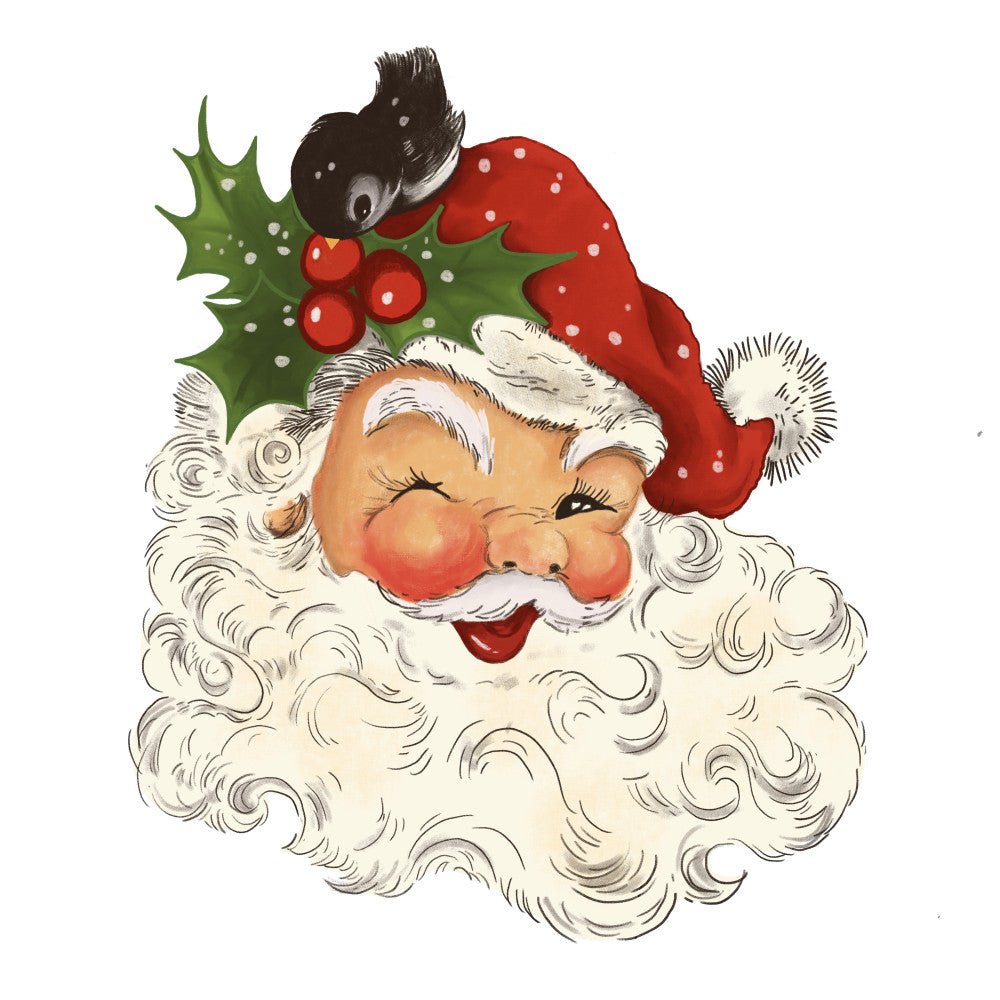 Vintage Santa Head Fabric Panel 6