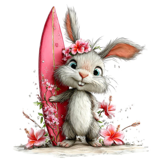 Whimsical Summer Bunny Fabric Panel 3