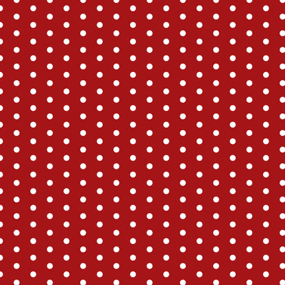 red background, white polka dots, retro pattern, 1950s style, diner aesthetic, vintage design, quilting cotton, fabric panel, geometric dots, mid-century modern, nostalgic pattern, americana style, repeating circles, rockabilly motif, cotton fabric, crafting material, sewing supplies, polka dot print, cherry red, bright white