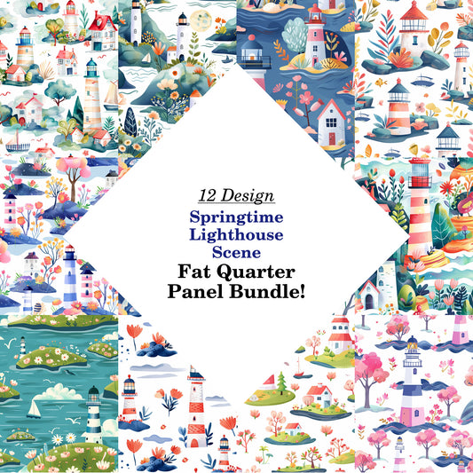 Springtime Lighthouse Scene Fat Quarter Bundle