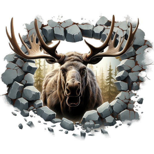 Moose Breaking Through Fabric Panel 18