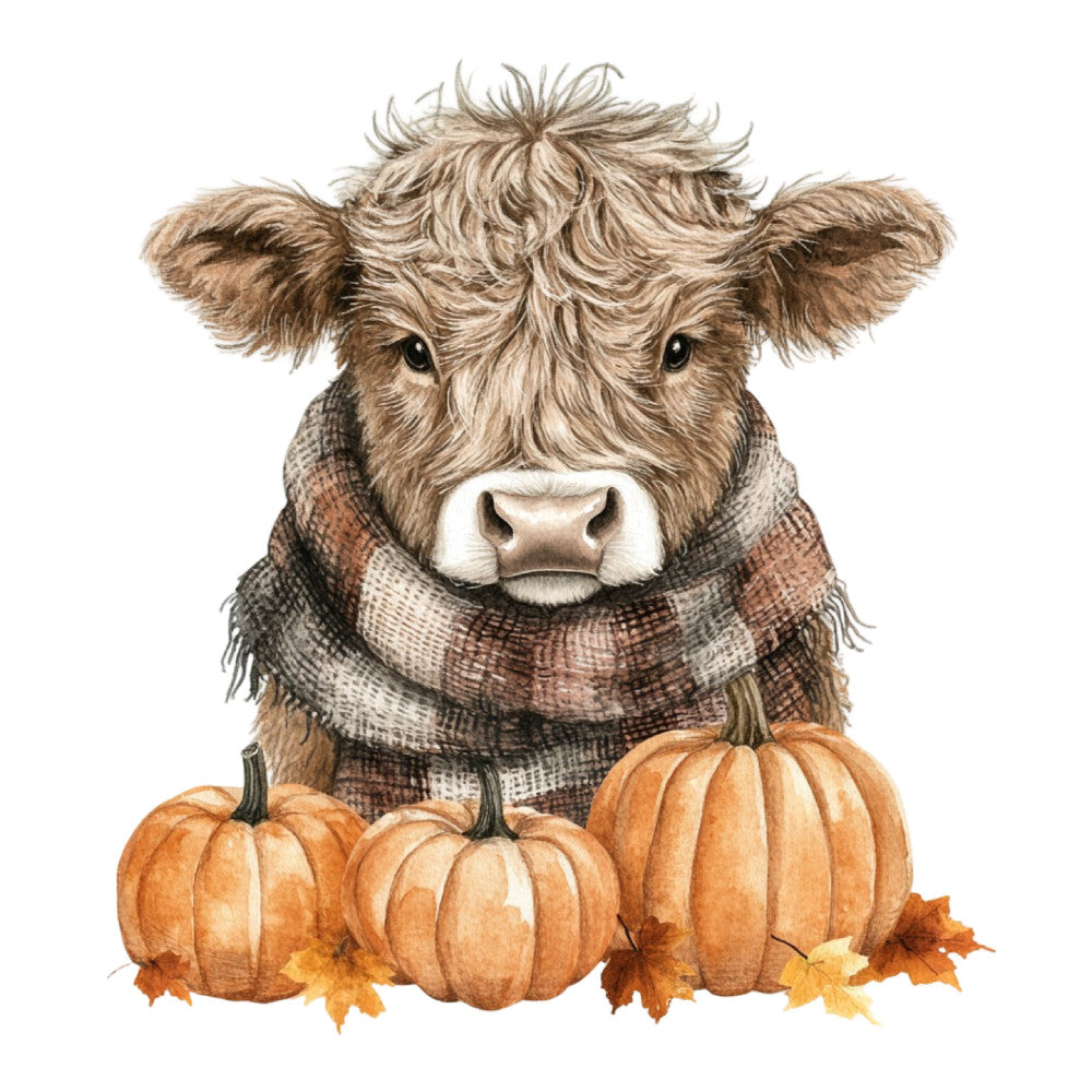 Autumn Highland Cow Fabric Panel 4