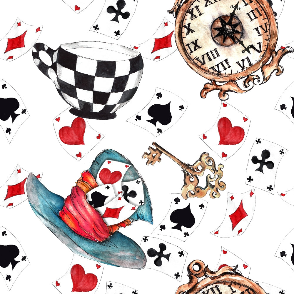 Daily Deal: Alice in Wonderland Pattern 2 Quilting Cotton Fabric - 45" x 0.5 Yards"