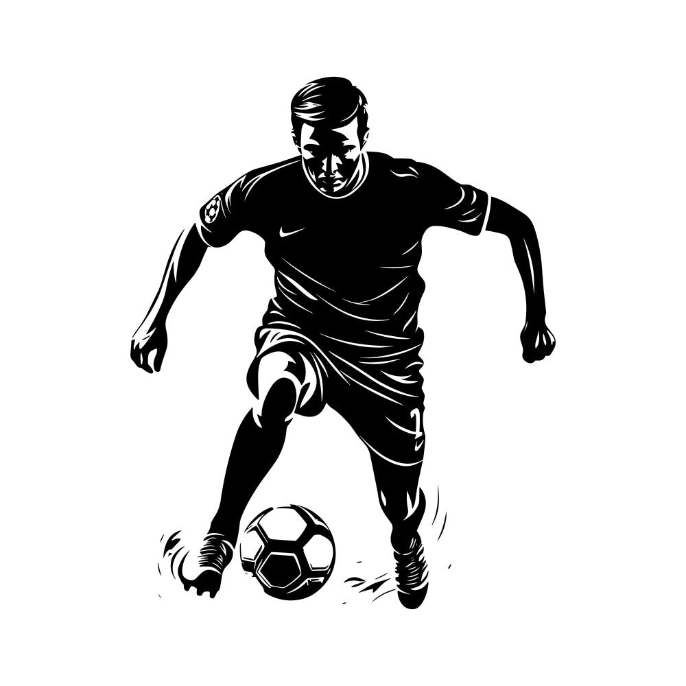 Soccer Player Silhouette Fabric Panel 3