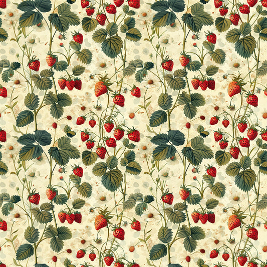 Daily Deal: Vintage Strawberries Pattern 2 Quilting Cotton Fabric - 118" x 1 Yard"
