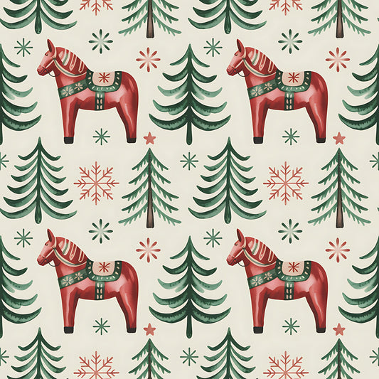 Daily Deal: Scandinavian Folk Christmas Pattern 6 Quilting Cotton Fabric - 118" x 2 Yards"
