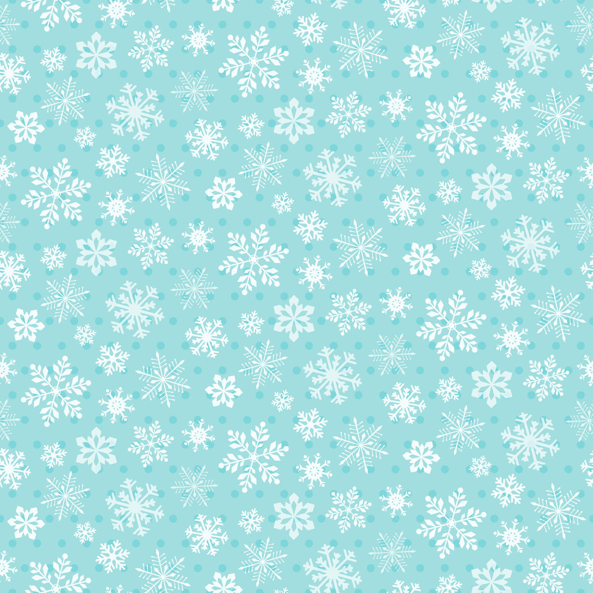turquoise background, white snowflakes, winter pattern, repeating design, geometric snowflakes, icy blue, aqua fabric, seasonal motif, delicate snowflakes, crystalline patterns, quilting cotton, fabric panel, winter wonderland, frosty design, holiday fabric, christmas theme, scattered snowflakes, cool tones, festive pattern